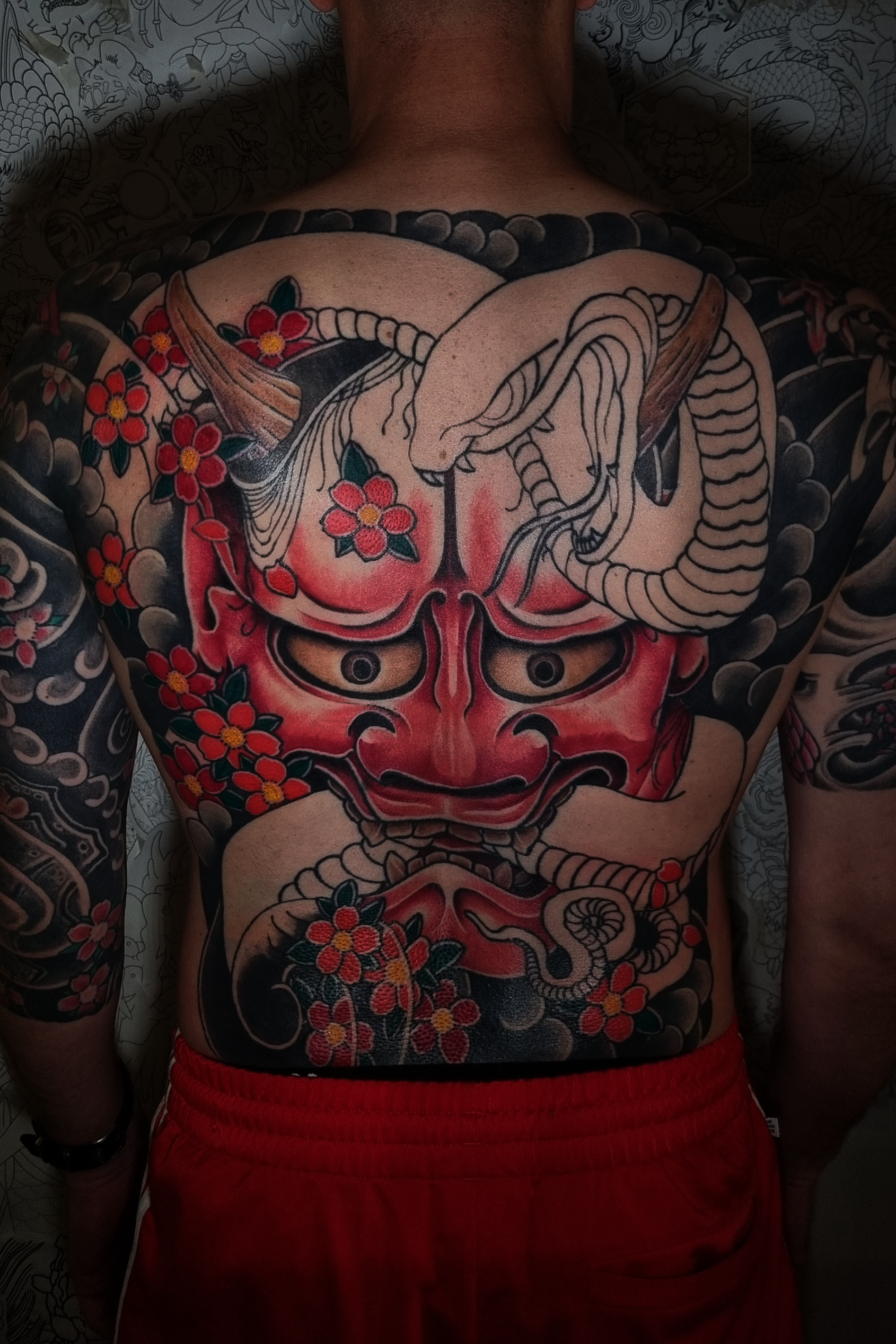 Snake and Hannya tattoo by Emil Klein tattoo Groningen